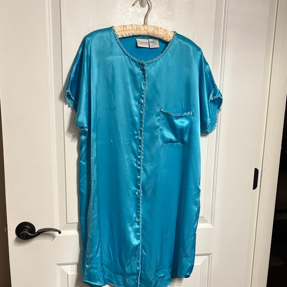 Intimate Moods Vintage Night Gown Turquoise Lingerie Large